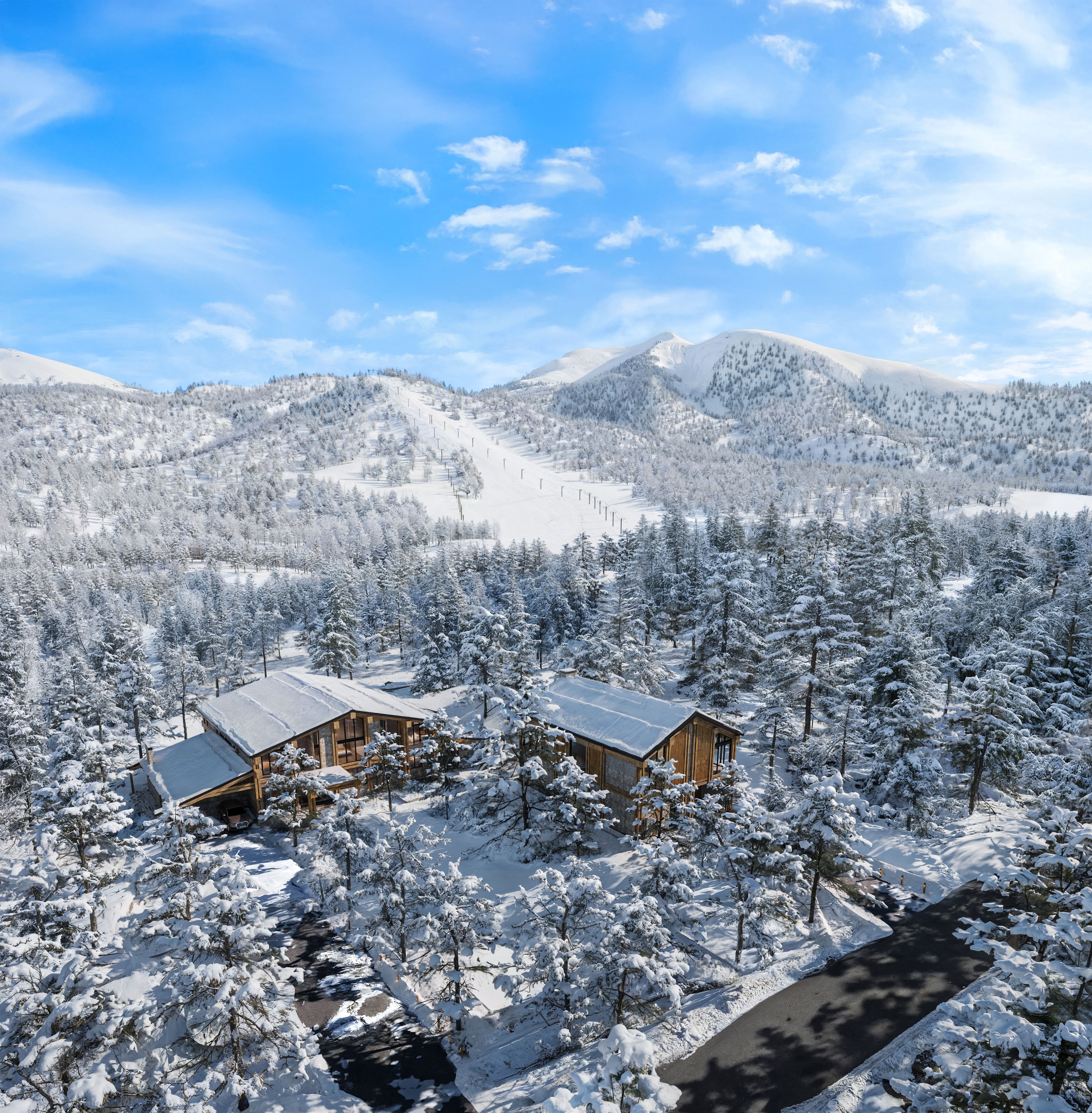 Aerial view of Niseko Mori